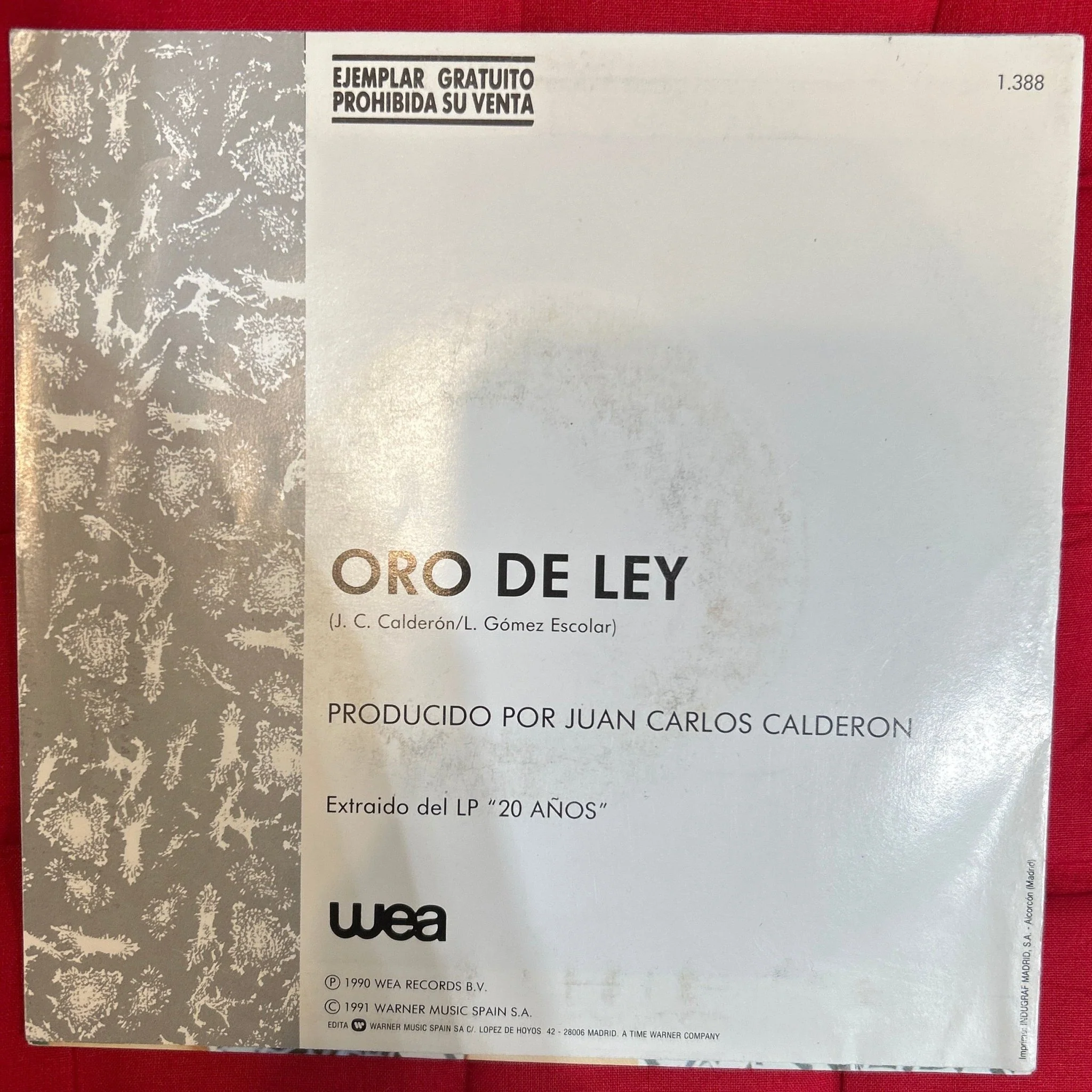 SINGLE Luis Miguel – Oro De Ley 2ª Mano - Image 2