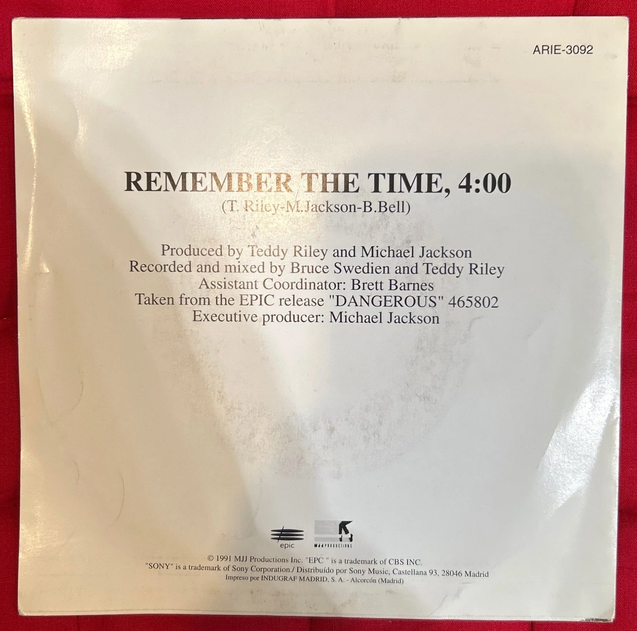 SINGLE Michael Jackson ‎– Remember The Time 2ª mano - Image 2