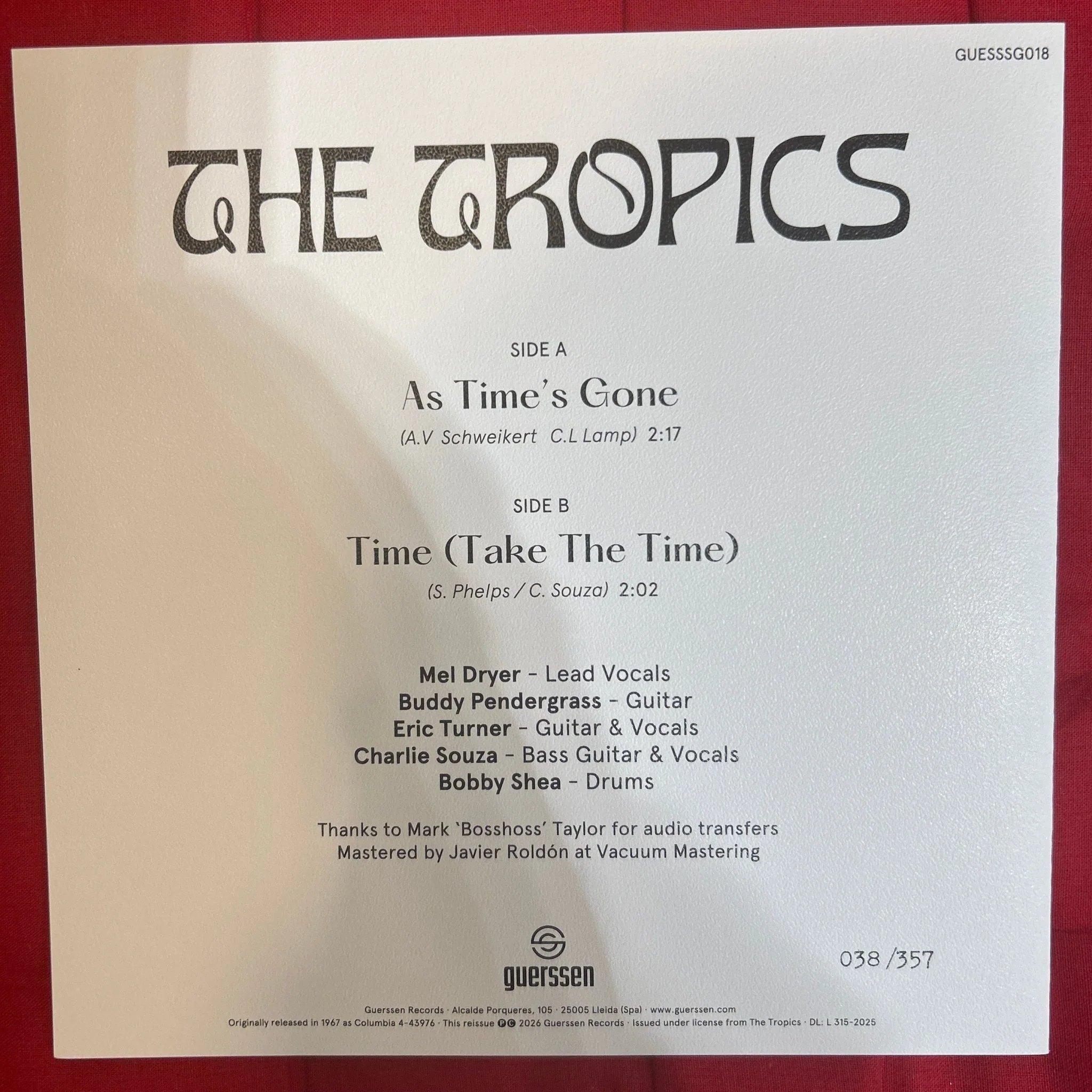 Single The Tropics  ‎– As Time's Gone / Time 2ª Mano - Image 2
