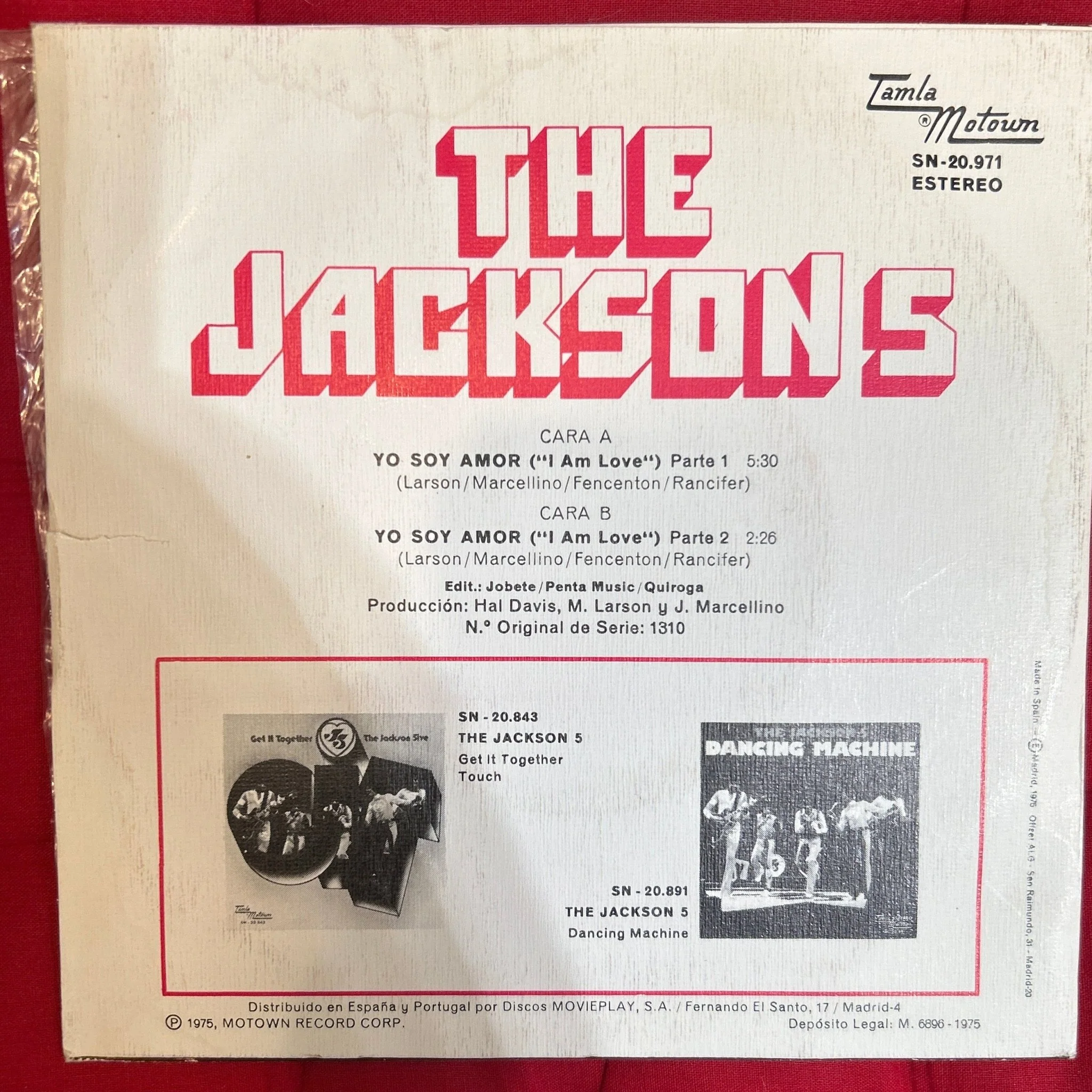 SINGLE The Jackson 5 ‎– Yo Soy Amor = I Am Love 2ª mano - Image 2