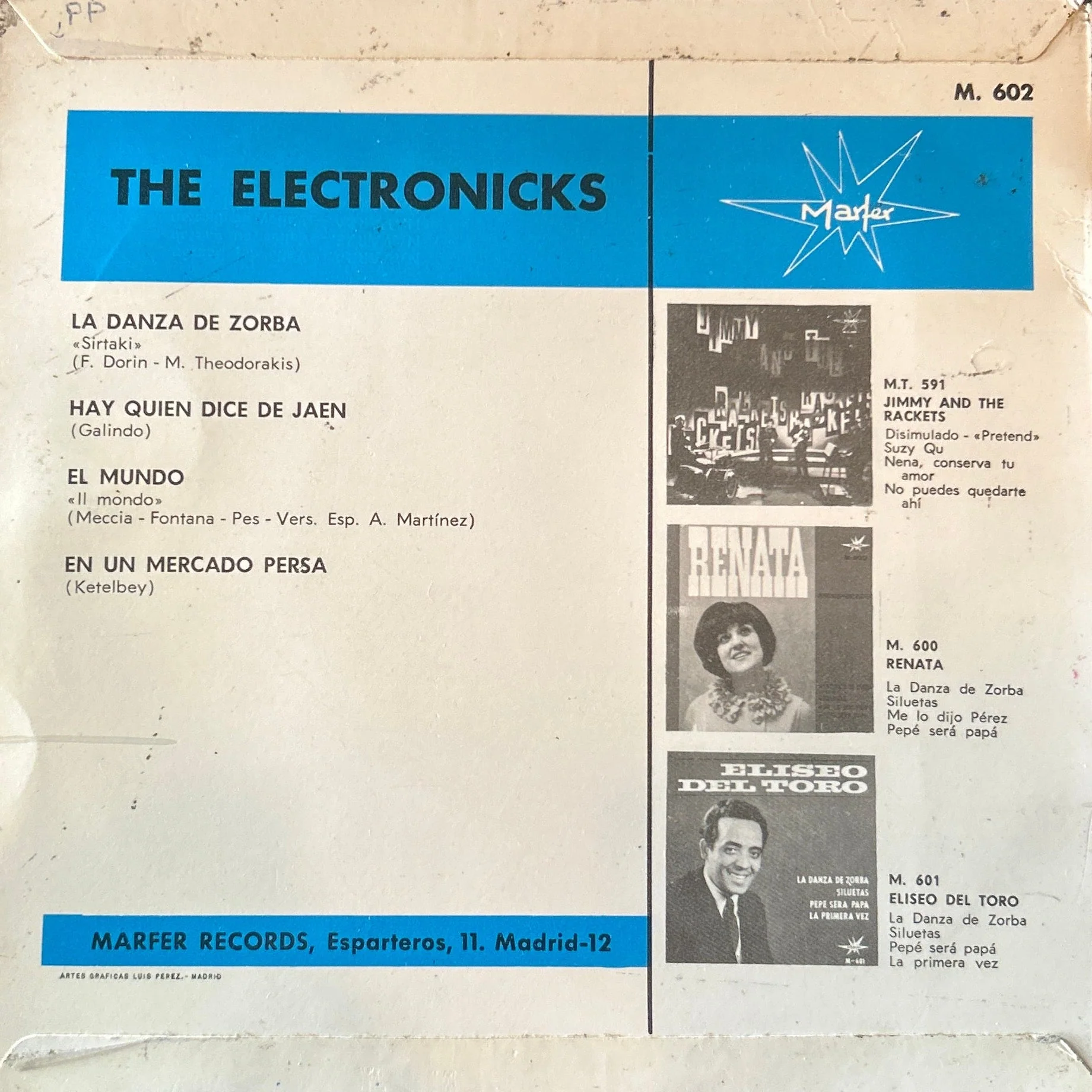 SINGLE The Electronicks ‎– La Danza De Zorba  2ª Mano - Image 2