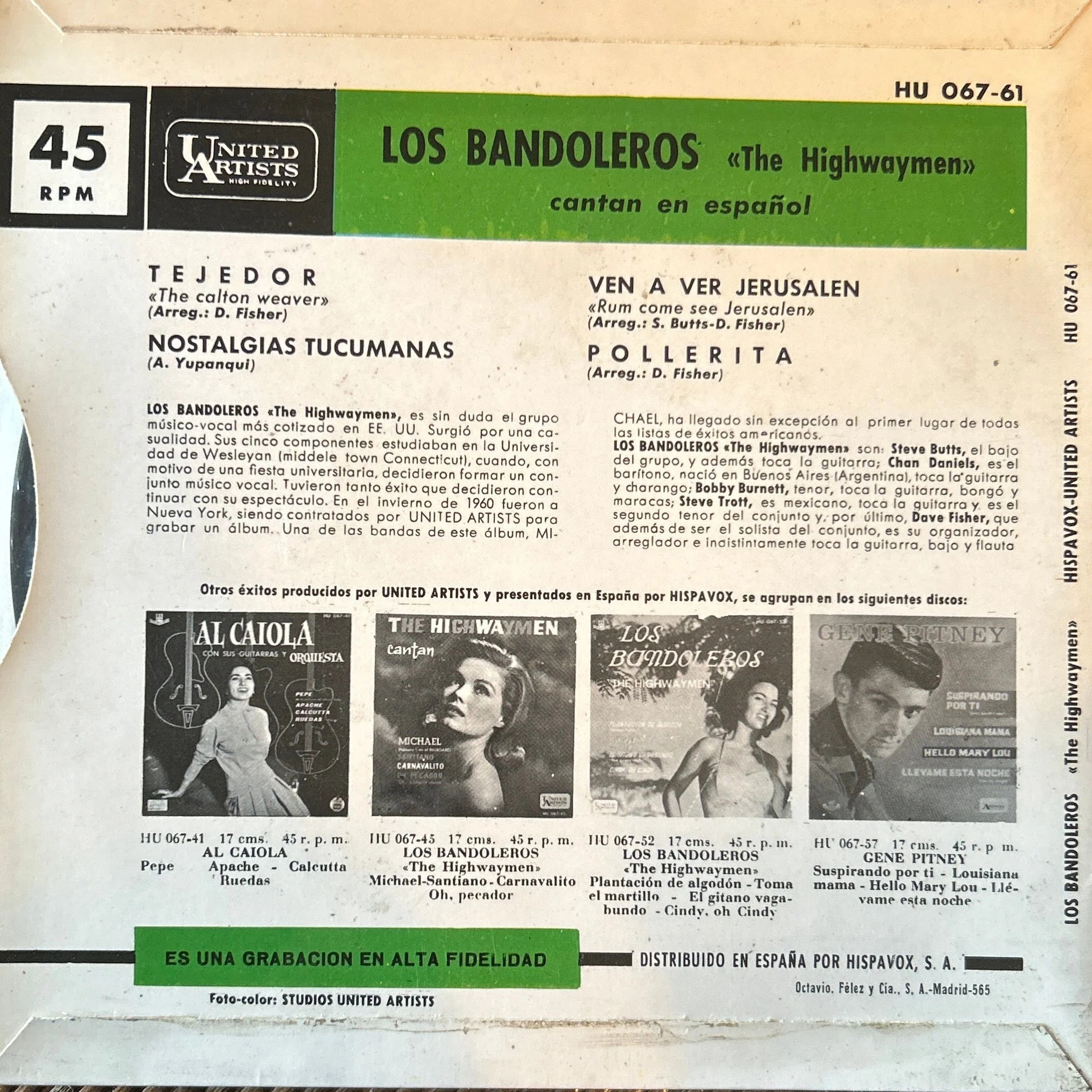 SINGLE Los Bandoleros – Cantado En Español 2ª Mano (Producto exclusivo recogida en tienda) - Image 2
