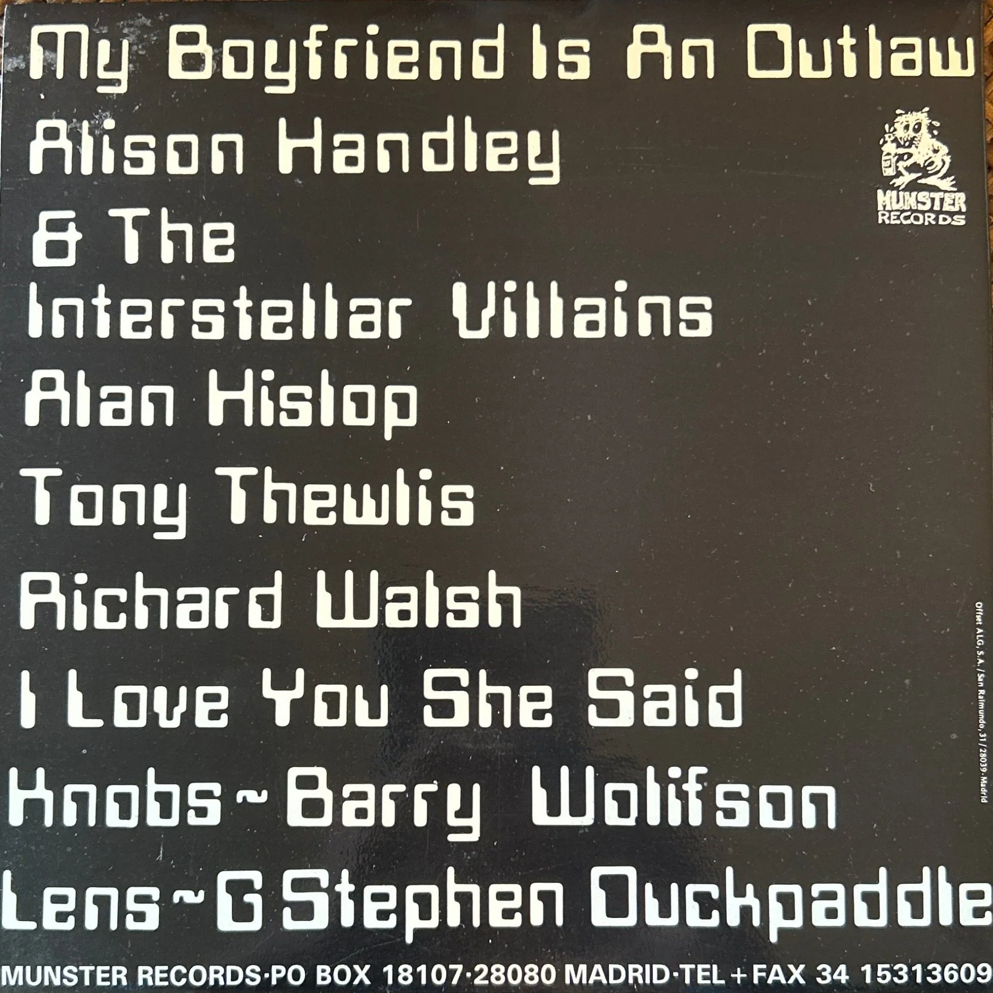 SINGLE Alison Handley & The Interstellar Villains – My Boyfriend Is An Outlaw 2ª Mano (Producto exclusivo recogida en tienda) - Image 2