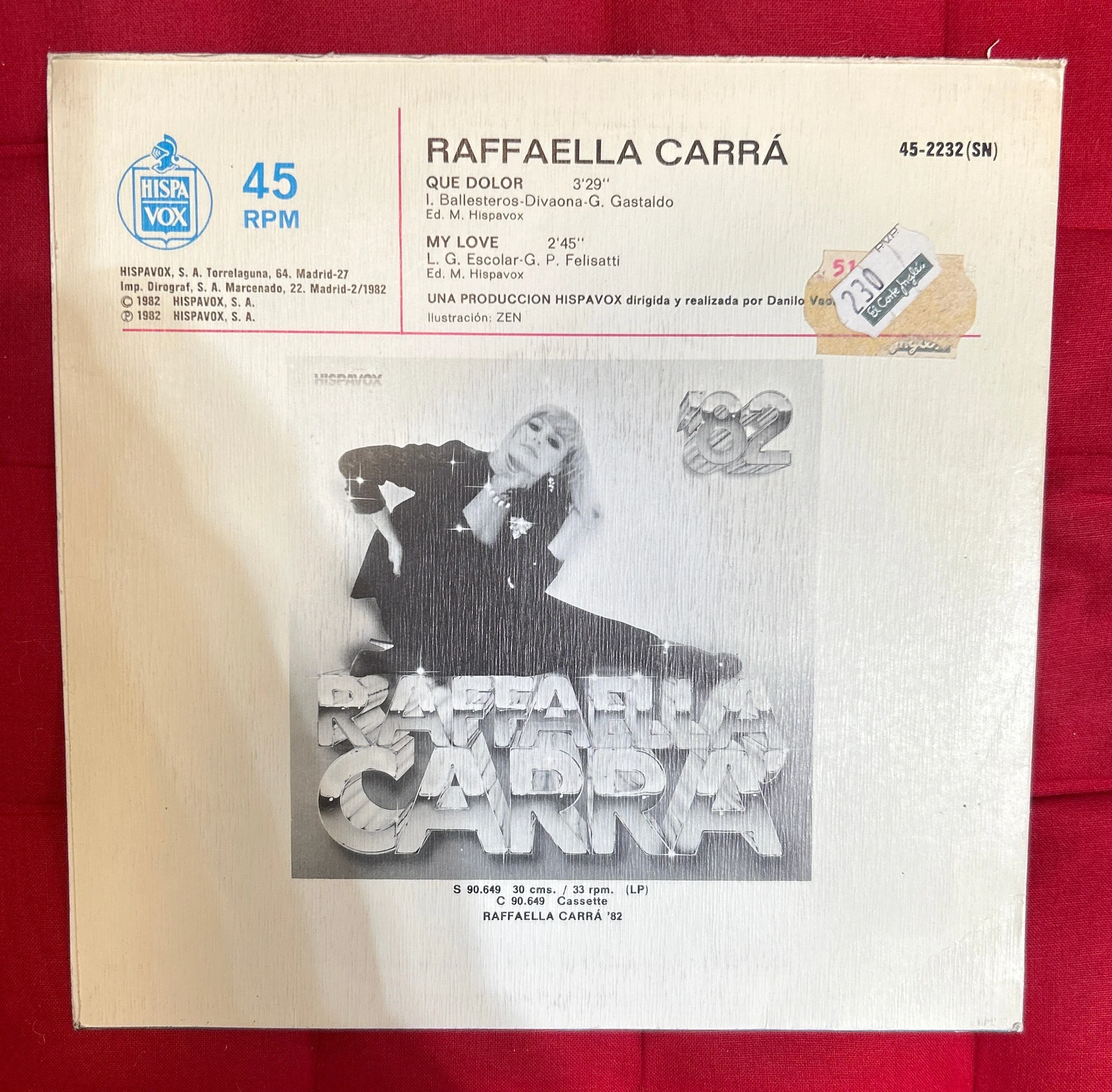 SINGLE Raffaella Carra ‎– Que Dolor 2ª mano (Producto exclusivo recogida en tienda) - Image 2